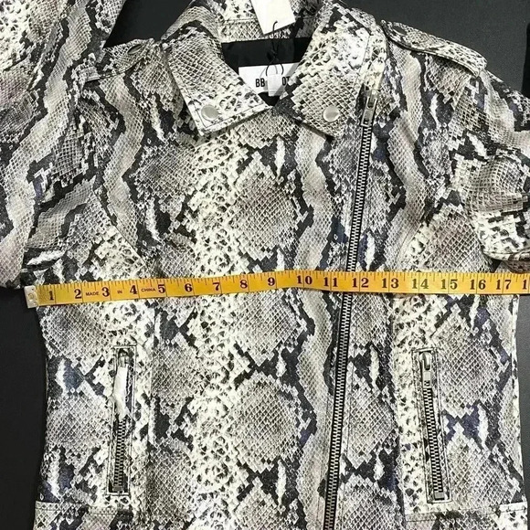 BB Dakota Vegan Leather Moto Jacket Watch Out Snake Python Print Mob Wife - Picture 12 of 16